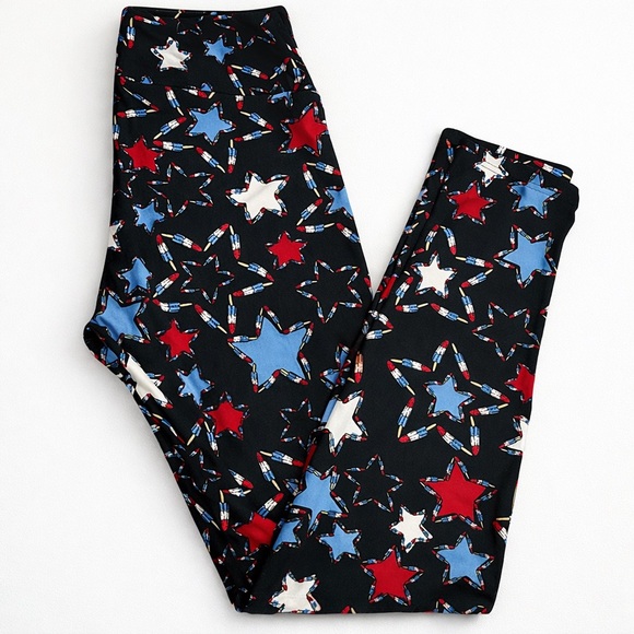 LuLaRoe Patriotic Bomb Pop Star Leggings OS (2–10) NWOT 🇺🇸 - Picture 2 of 8